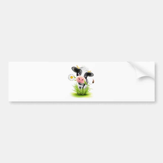 Holstein cow in grass bumper sticker (Front)