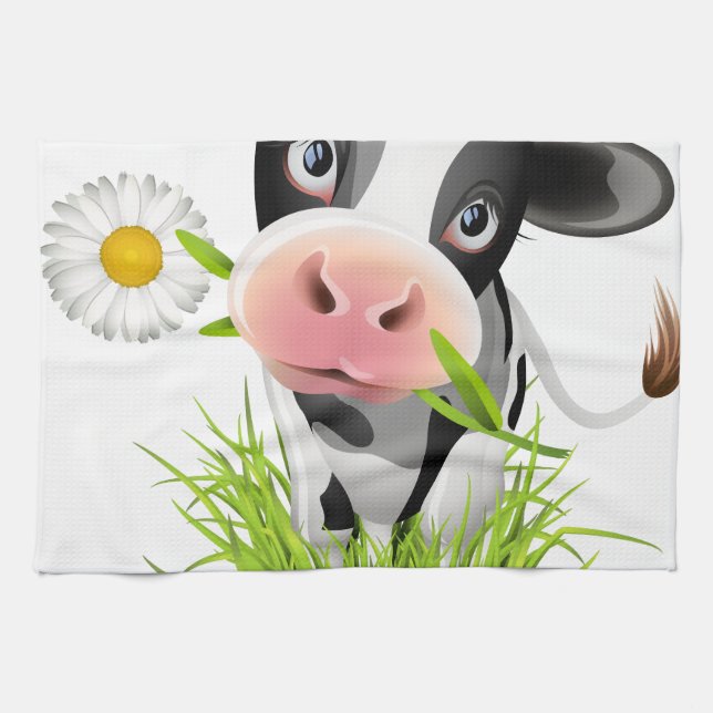 Holstein cow in grass tea towel (Horizontal)