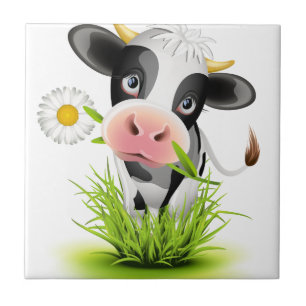 Holstein cow in grass tile