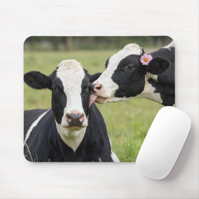 Holstein Cow Kiss Mouse Mat (With Mouse)