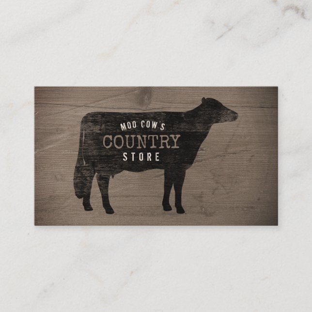 Holstein Cow Silhouette Rustic Style Business Card (Front)