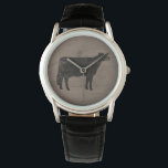 Holstein Cow Silhouette Watch<br><div class="desc">This original Holstein cow silhouette wrist watch is available in assorted styles for men,  women and kids. A cool fashion accessory that makes a great gift for cow lovers. Faux weathered wood style. Visit Jenn’s Doodle World for many more stylish watches for animal lovers.</div>
