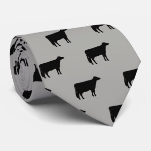 Holstein Cow Silhouettes Pattern Grey and Black Tie