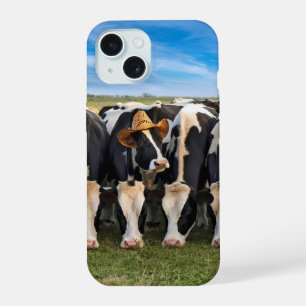 Holstein Cow Wearing a Cowboy Hat iPhone 15 Case
