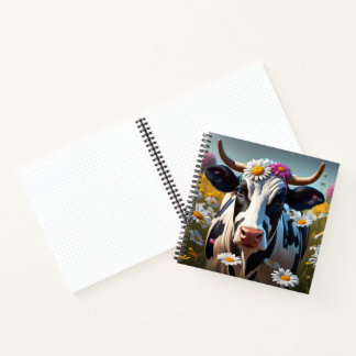 Holstein Cow with Daisies Notebook