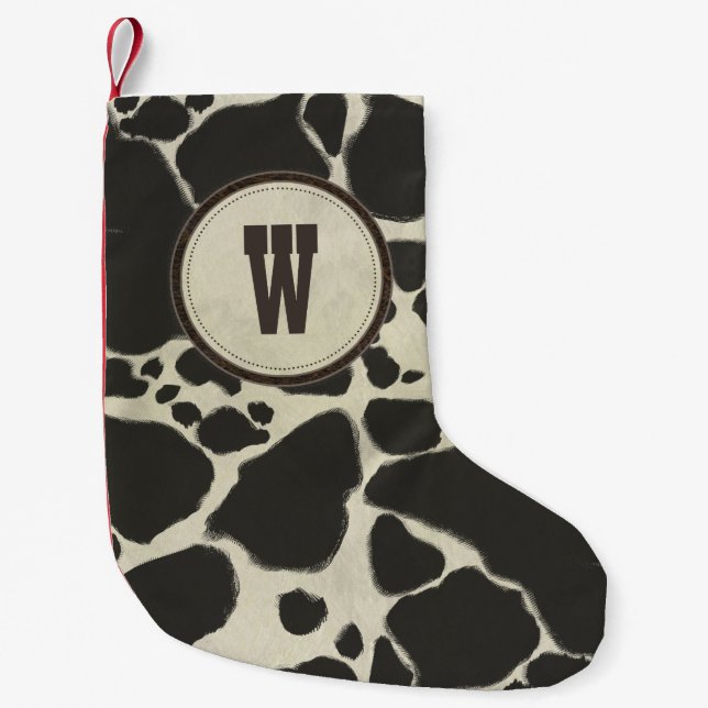 Holstein Cowhide Cow Hide Pattern Small Christmas Stocking (Front)