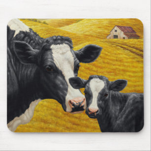 Holstein Cows and Old Wood Barn Mouse Mat