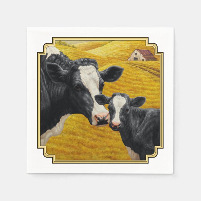 Holstein Cows and Old Wood Barn Napkin (Front)