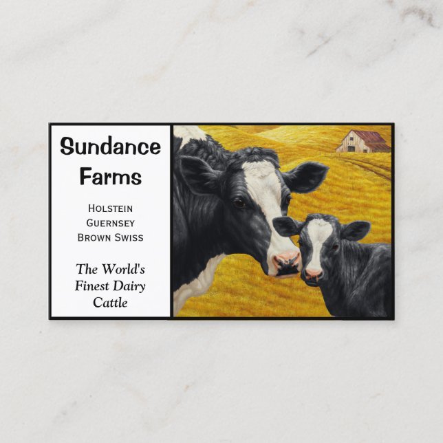Holstein Dairy Cattle Farm Business Card (Front)