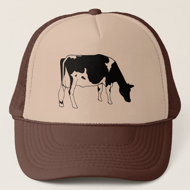 Holstein Dairy Cow, Freehand Line Drawing Trucker Hat (Front)
