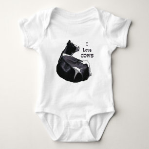 Holstein Dairy Cow: I Love Cows: Original Art Baby Bodysuit