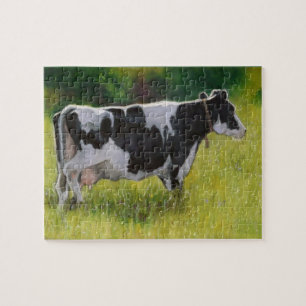 Holstein Dairy Cow: Oil Pastel Painting Jigsaw Puzzle