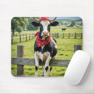 Holstein On a Farm Fence Mouse Mat