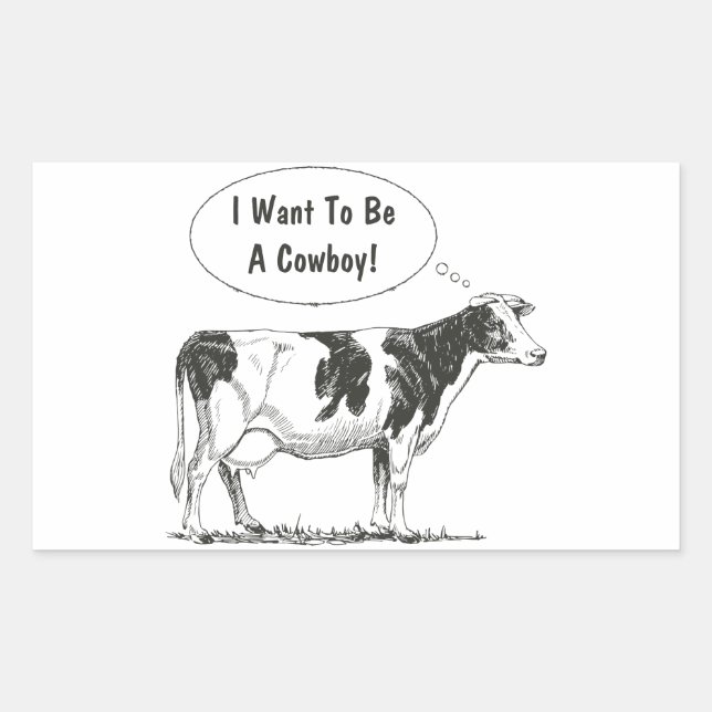 Holstein Thought Cow Customise It Rectangular Sticker (Front)