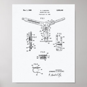 Holster For A Gun 1960 Patent Art - White Paper Poster