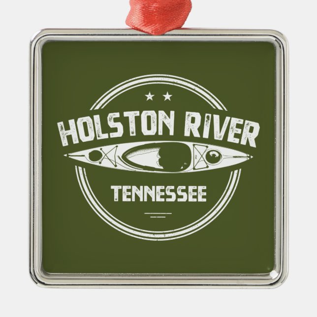 Holston River Tennessee Kayaking Metal Tree Decoration (Front)
