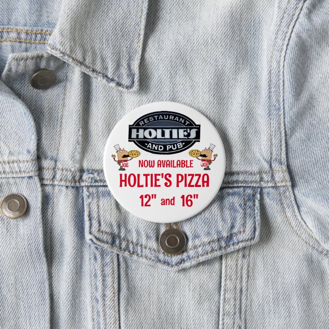 HOLTIES PIZZA 7.5 CM ROUND BADGE (In Situ)