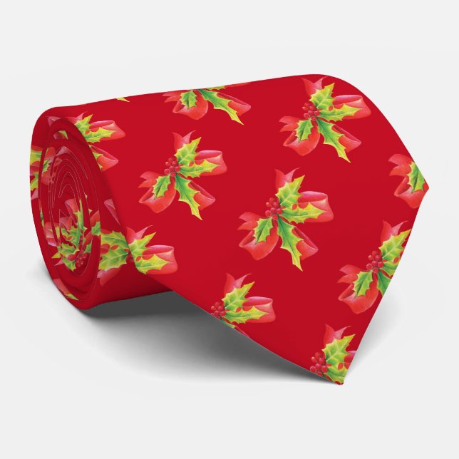 Holy and ribbon art christmas patterned tie (Rolled)