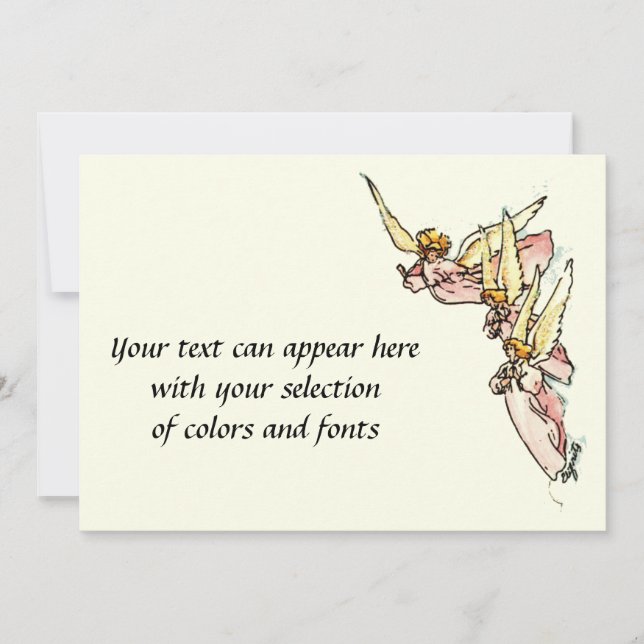 Holy Angels Pink Gowned Watercolor Painting Holiday Card (Front)