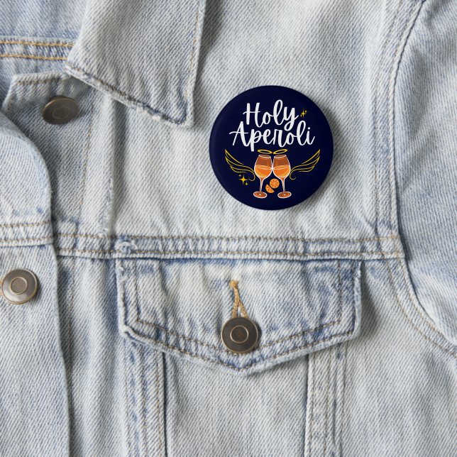 Holy Aperoli Witty Trendy Aperol Spritz Statement 6 Cm Round Badge (In Situ)