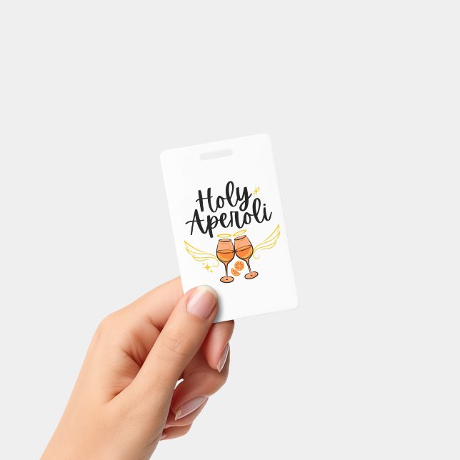 Holy Aperoli Witty Trendy Aperol Spritz Statement ID Badge (Handheld)