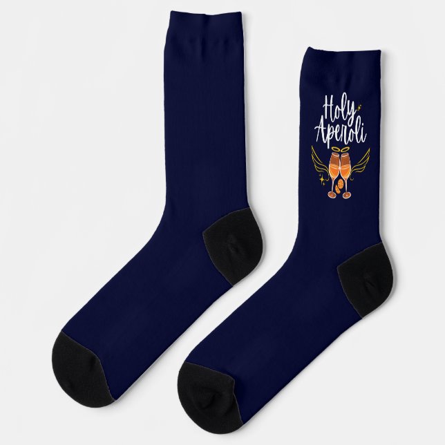 Holy Aperoli Witty Trendy Aperol Spritz Statement Socks (Left)