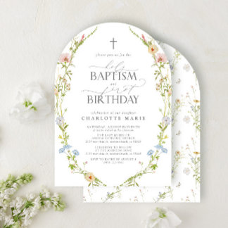 Holy Baptism & 1st Birthday Wildflower Nature Invitation