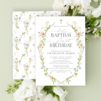 Holy Baptism & 1st Birthday Wildflower Nature Invitation