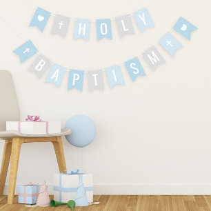 Holy Baptism Blue and Grey Baby Boy Celebration Bunting