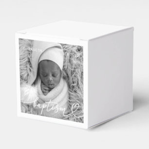 Holy Baptism Elegant Modern Chic Heart Baby Photo Favour Box