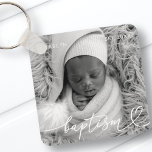 Holy Baptism Elegant Modern Chic Heart Baby Photo Key Ring<br><div class="desc">This simple and modern design is composed of serif typography and add a custom photo,  add baby's name and month and year of baptism</div>