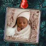 Holy Baptism Elegant Modern Chic Heart Baby Photo Metal Tree Decoration<br><div class="desc">This simple and modern design is composed of serif typography and add a custom photo,  add baby's name and month and year of baptism</div>