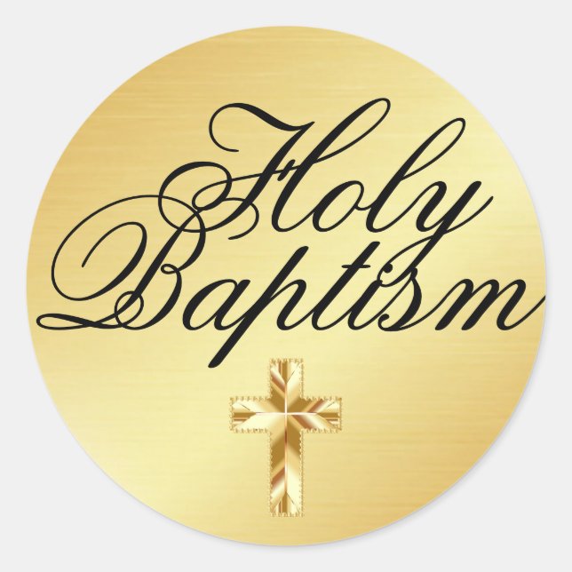 Holy Baptism Gold Sticker with Golden Cross (Front)