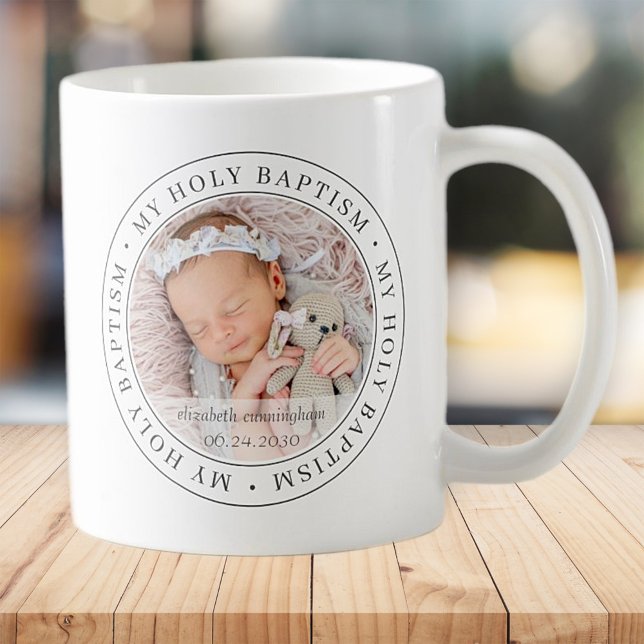 Holy Baptism Simple Frame Modern Custom Photo Coffee Mug (Creator Uploaded)