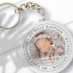 Holy Baptism Simple Frame Modern Custom Photo Key Ring<br><div class="desc">This simple and classic design is composed of serif typography and add a custom photo. "My Holy Baptism" circles the photo of your baby,  child,  etc</div>