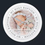 Holy Baptism Simple Frame Modern Custom Photo Large Clock<br><div class="desc">This simple and classic design is composed of serif typography and add a custom photo. "My Holy Baptism" circles the photo of your baby,  child,  etc</div>