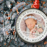 Holy Baptism Simple Frame Modern Custom Photo Metal Tree Decoration<br><div class="desc">This simple and classic design is composed of serif typography and add a custom photo. "My Holy Baptism" circles the photo of your baby,  child,  etc</div>