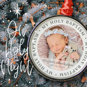 Holy Baptism Simple Frame Modern Custom Photo Metal Tree Decoration
