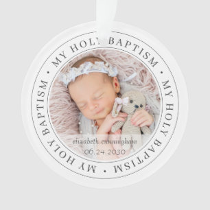 Holy Baptism Simple Frame Modern Custom Photo Ornament