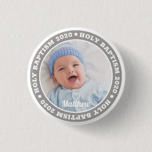 Holy Baptism Simple Modern Custom Photo 3 Cm Round Badge