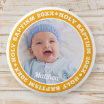 Holy Baptism Simple Modern Custom Photo 3 Cm Round Badge<br><div class="desc">This simple and modern design is composed of serif typography and add a custom photo.</div>
