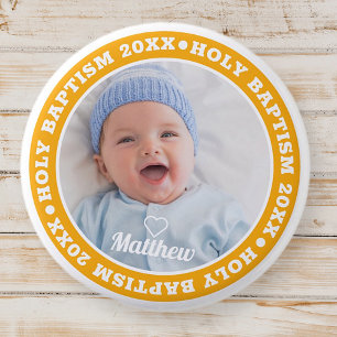 Holy Baptism Simple Modern Custom Photo 3 Cm Round Badge