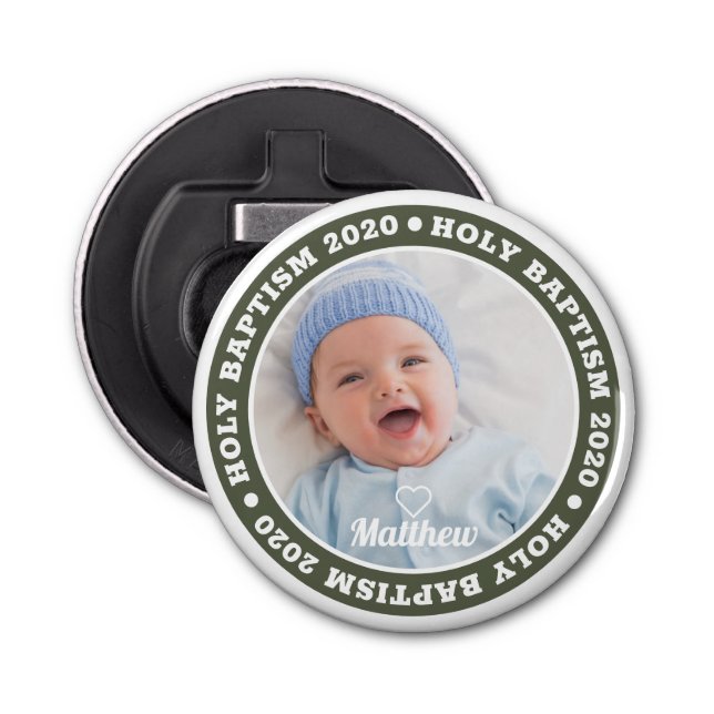 Holy Baptism Simple Modern Custom Photo Bottle Opener (Front)
