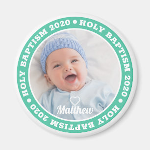 Holy Baptism Simple Modern Custom Photo Keepsake Magnet