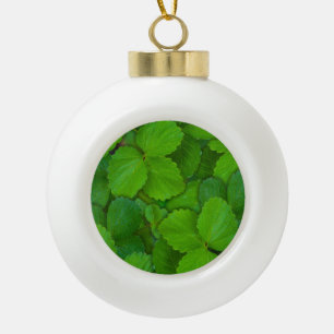 Holy Basil Tulsi Green Mint Leaves Ceramic Ball Christmas Ornament