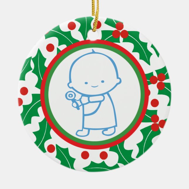 Holy Berry Baby’s 1st Christmas Custom Ornament (Front)