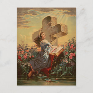 Holy Bible and Cross Postcard