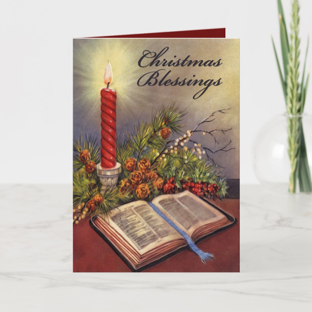 Holy Bible Christian Christmas Card w/Verse | Zazzle