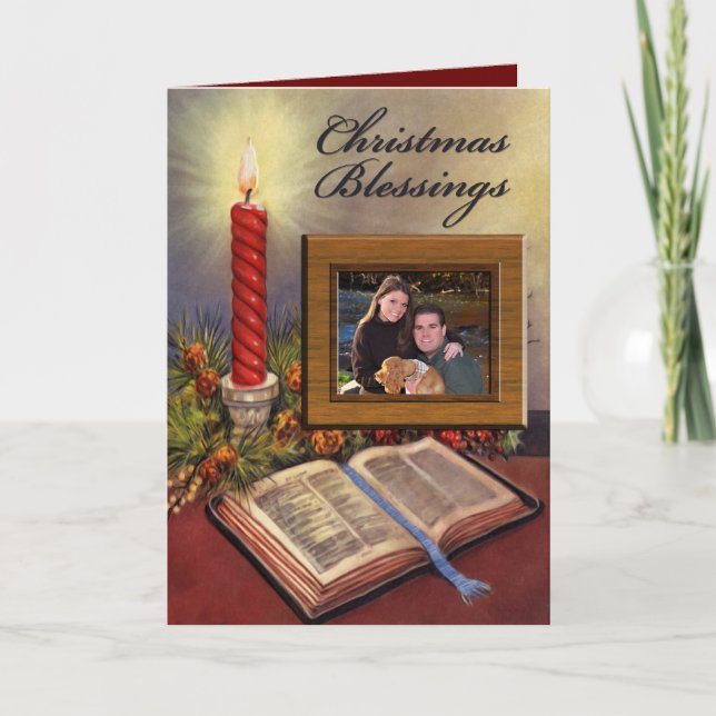 Holy Bible Christian Photo Christmas Card w/Verse (Front)