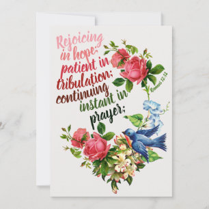Holy Bible NT, Romans 12:12, Rejoicing in hope; Thank You Card